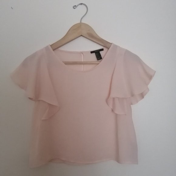 Forever 21 Light Pink Short Ruffle Sleeve Crop Blouse - Picture 11 of 11